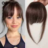 100% cheveux humains frange naturel brun vaporeux Bang pince à cheveux en frange frange avec branches postiche pour femmes pince sur Air Bang 4,5 pouces 1