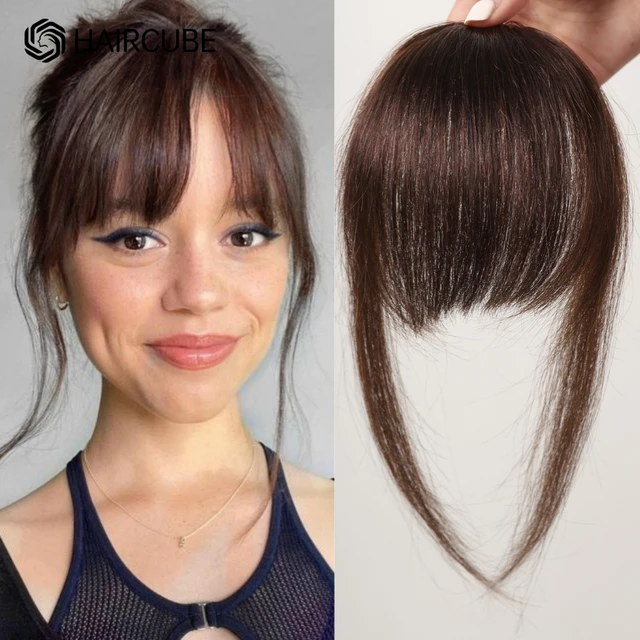 100% cheveux humains frange naturel brun vaporeux Bang pince à cheveux en frange frange avec branches postiche pour femmes pince sur Air Bang 4,5 pouces 1