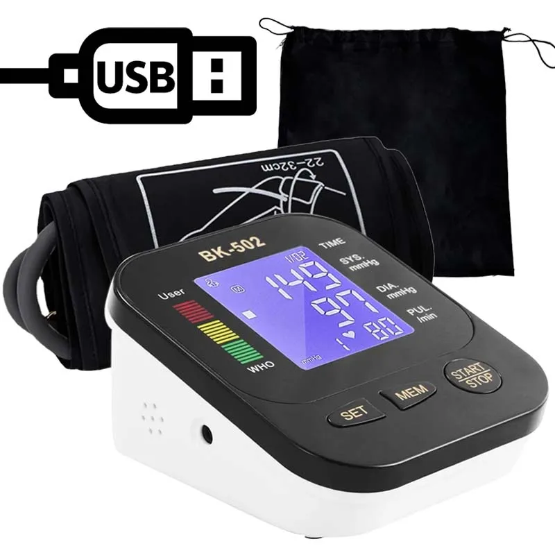 Electric Blood Pressure Monitor Electric Tonometer Arm Blood Pressure Monitor Digital Heart Beat Rate Pulse Meter Backlight Automatic Home Blood Pressure Meter