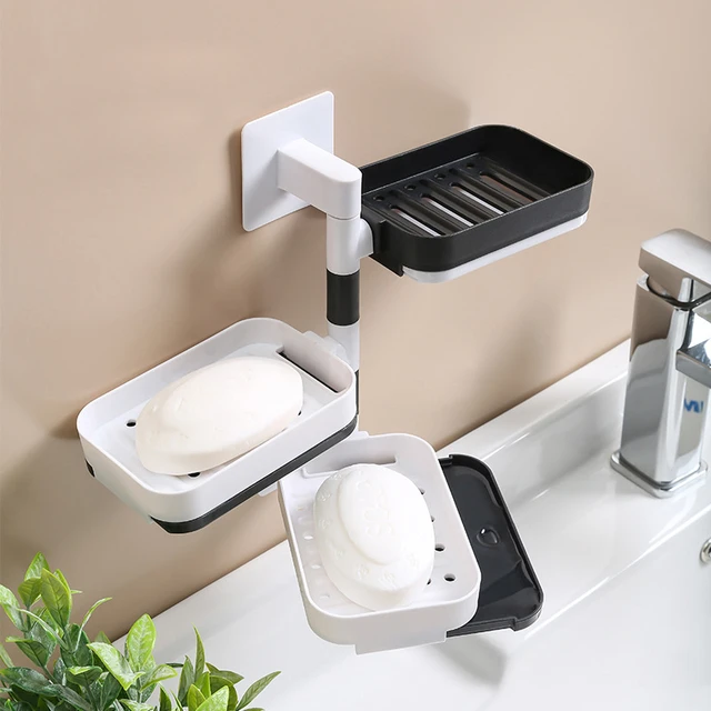 Adhesive Soap Dish,Soap Dish Multi-color Detachable Double Layer Suction  Cup Bathroom Soap Holder for Bathroom Kitchen Sink 