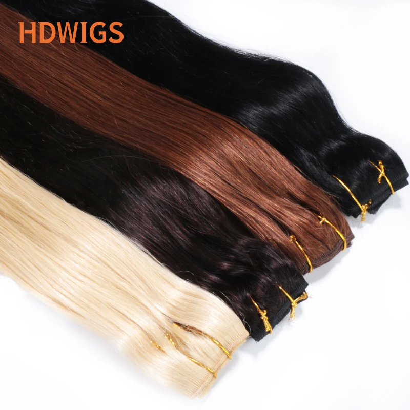 Clip in One Piece Straight 10inches with 5clips Human Hair Extension Brazilian Remy Hairpiece Clip in Hair Extensions Natural