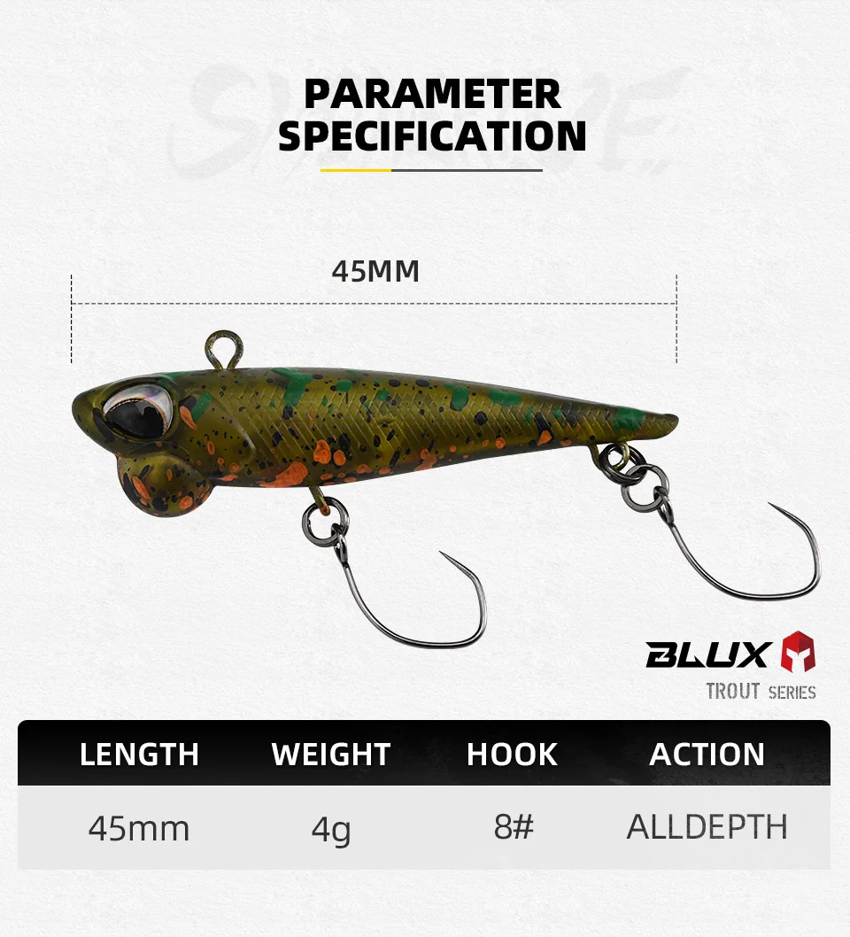 BLUX Shineride 45mm 4g Lipless Sinking Plug Angelköder Crankbait Stream Area Forelle Darts Kunststoff Kunstköder Tackle – Detail 2