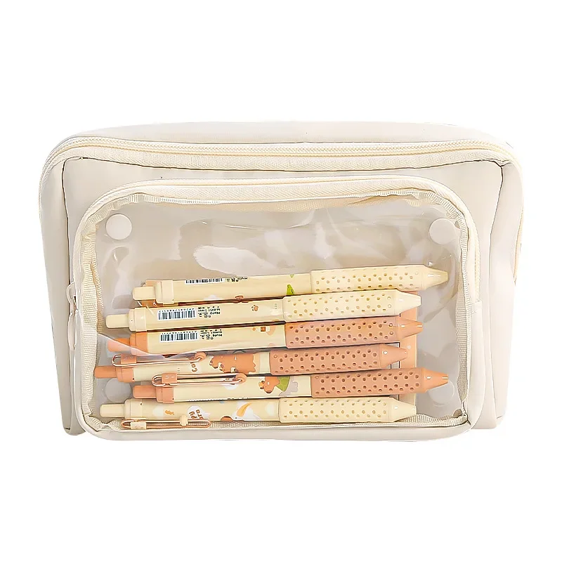 1 Piece Extra Large Capacity Scrapbook Stationery Bag Fashion Solid Color Pencil Case 9 Layer Pen Bag Student School Supplies