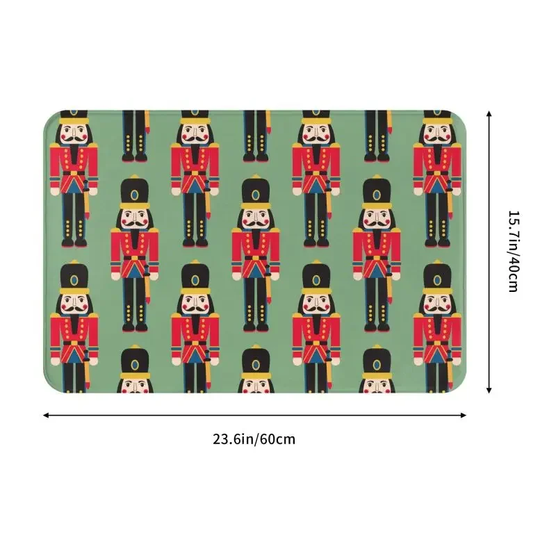 Nutcracker Doll Front Door Mat Anti-Slip Absorbent Cartoon Christmas Soldier Toy Doormat Kitchen Balcony Rug Entrance Carpet
