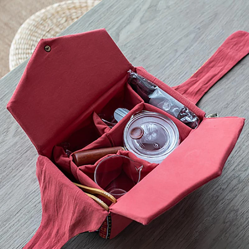 Outdoor Travel Teaware Storage Pouch Tea Clips Utensils Pot Cup Teapot Teacup Package Cloth Bag Tea Set Cozies Ceremony Decor