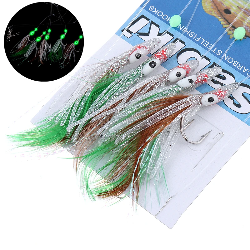 Sabiki Soft Fishing Köder Haken Tackle Salzwasser künstliche 5/6 Haken Angel köder See boot Strand Pier Köder Schnur Haken