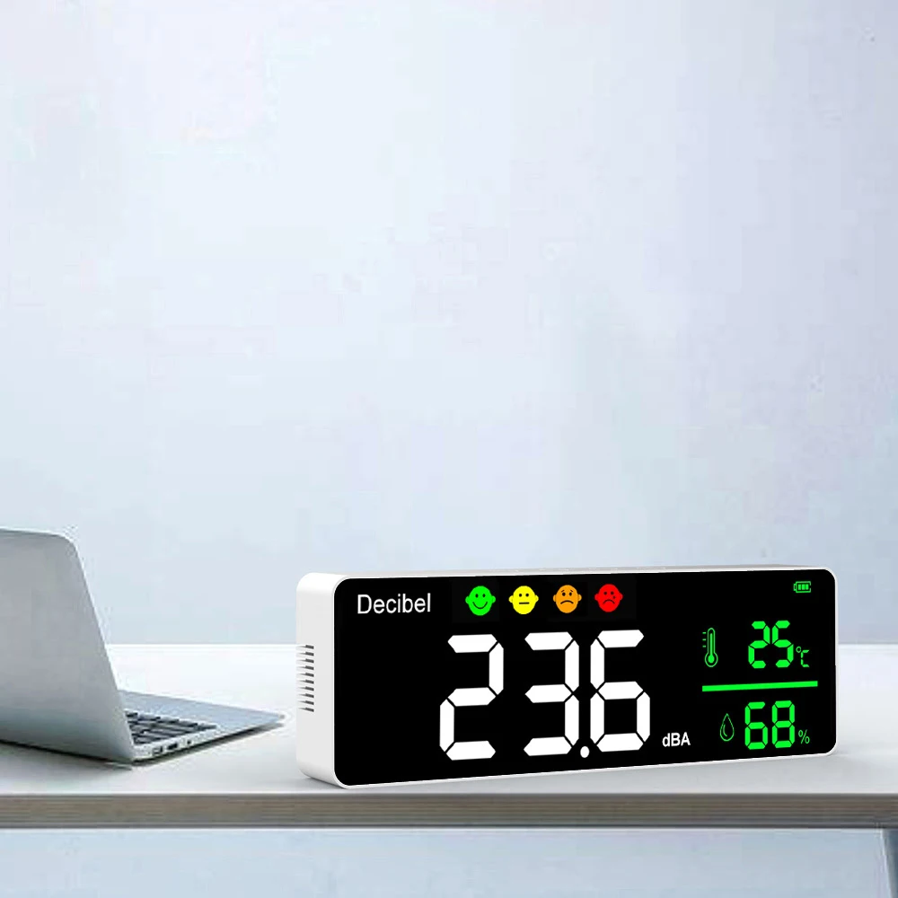 3-in-1 Noise Measuring Instrument Digital Decibel Sound Meter Temperature Meter Humidity Indoor Wall Mounted sound level meter digital noise meter
