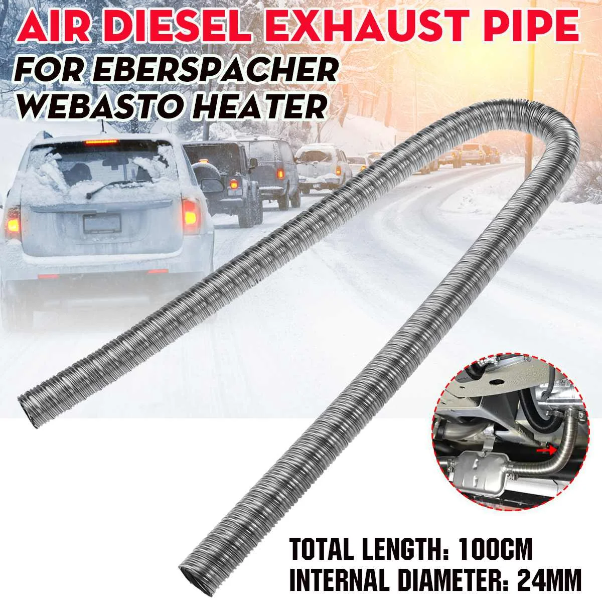 24mm 100cm Dual-layer Air Diesel Heater Exhaust Pipe w/Cap Exhaust Muffler  Silencer For Webasto Eberspacher Heater - AliExpress