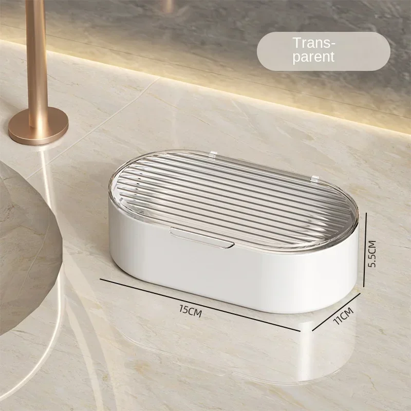 Double-layer Soap Box Household Bathroom Non-punching Hollow Drain Soap Box with Cover Dust Soap Box Holder Hot Sale