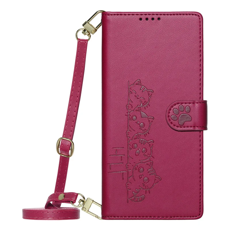 Luxury Leather Wallet Phone Cover with Strap