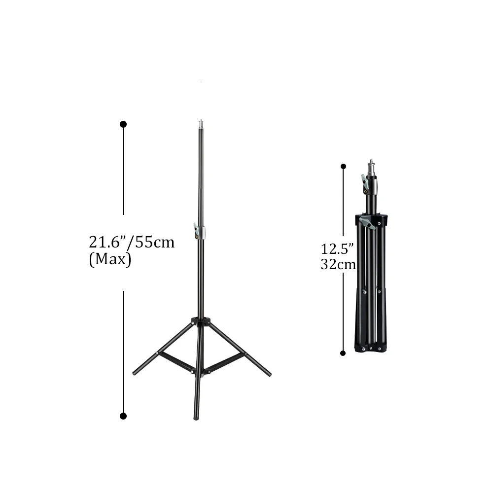 휴대폰용 조정 가능한 책상 삼각대, 셀카 스틱 조명 스탠드, 1/4 나사 헤드, 사진 스튜디오 플래시용, 55cm