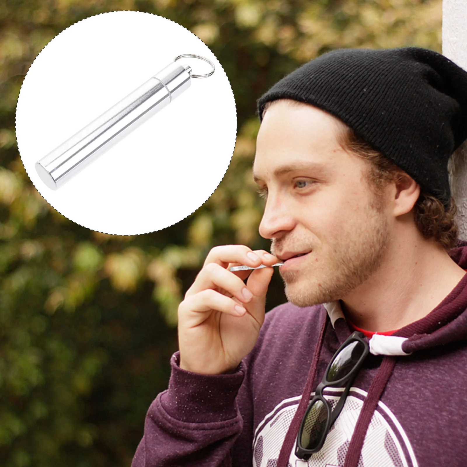 

Toothpick Holder Portable Toothpicks Pocket Cleaning Stainless Steel Set Metal Keychain Kit Storage Picks Tooth Hook Box A Mini