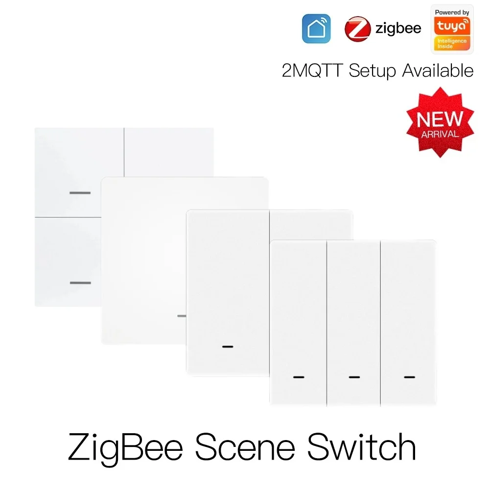 Tuya Zigbee ฉากสวิทช์ Zigbee สวิทช์ผนังไร้สายฉากสวิทช์สมาร์ทสวิทช์ไฟ Push ปุ่ม Controller 1/2 /3/4 GANG 1