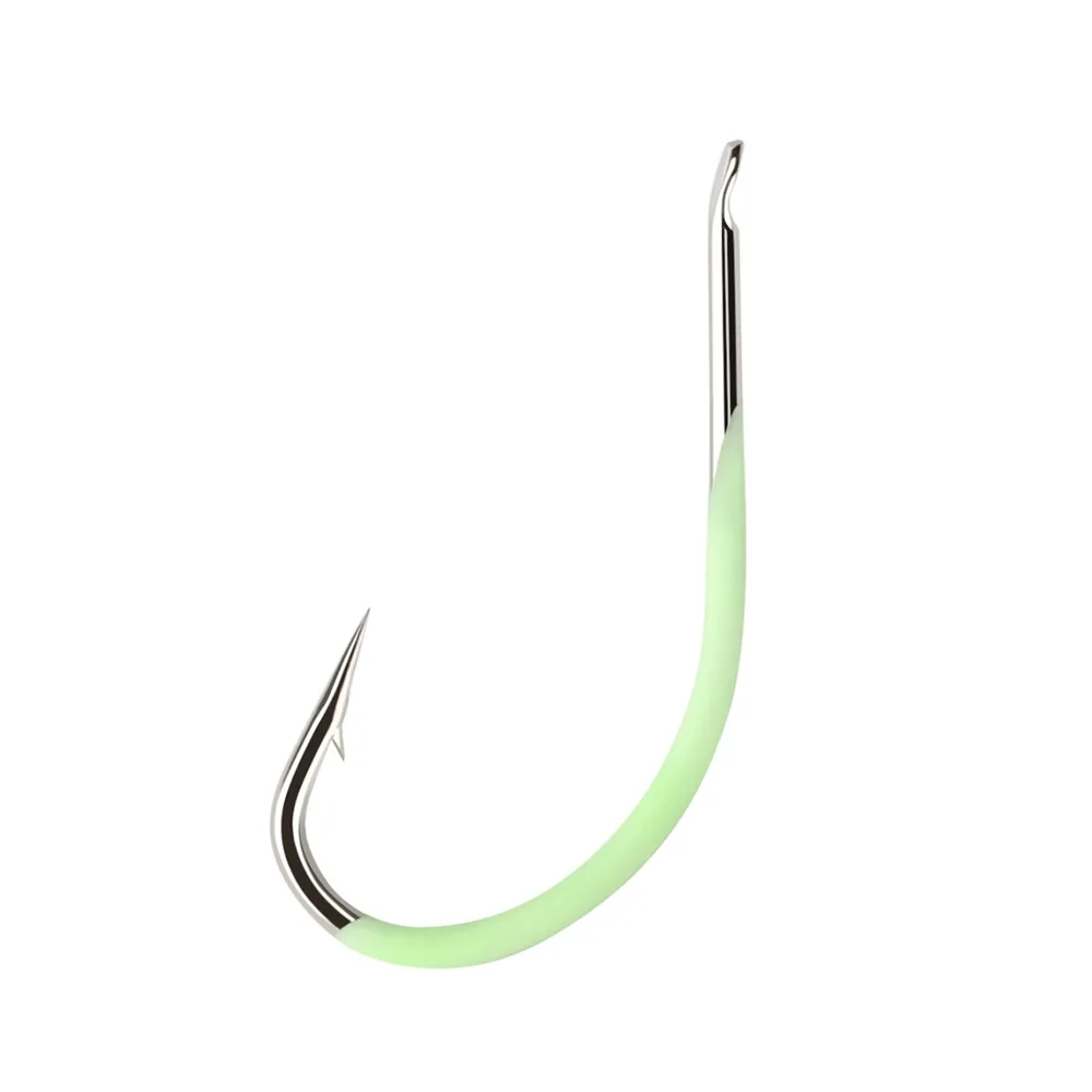 

10PCS Fluorescence Glow in Dark String Hooks Barbs Long Handle Crank Nake Single Fishhook High Carbon Steel Luminous