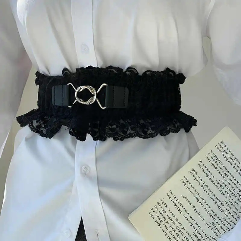 Waist belt for women, new retro style, versatile lace waist belt with high-end fashion, elastic and adjustable, unique design, w