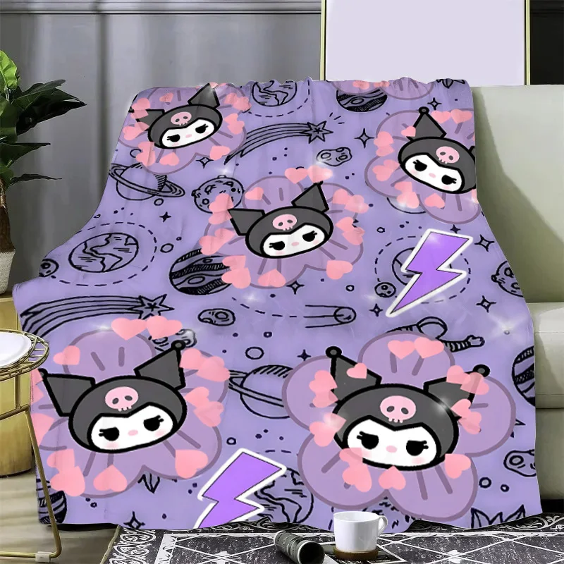 Sanrio Cute Cartoon Printed Blanket Picnic Blankets Warm Blanket Soft Comfortable K-KuromiS Blanket Home Travel Birthday Gift 6