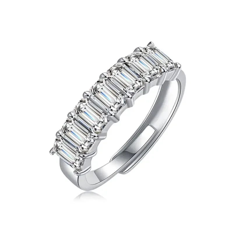 

Pirmiana S925 Silver D Color Moissanite Gemstone Emerald Cutting Ring Fashion Classic for Classic Jewelry Women Couple