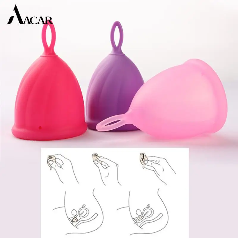 

1PCS Portable Medical Silicone Menstrual Cup Feminine Hygiene Product Tab Leak-proof Women Menstrual Period Cup