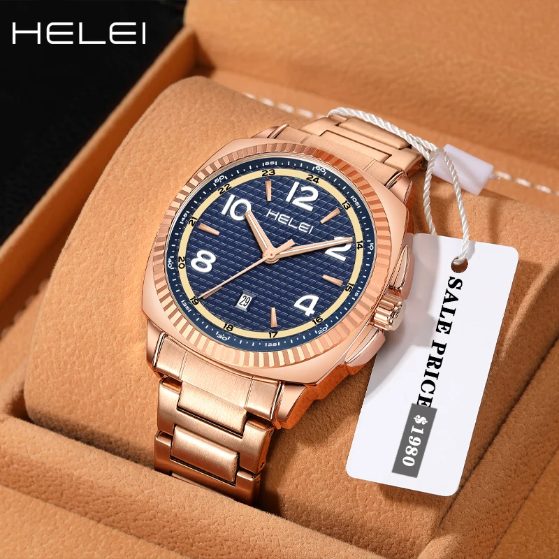 

HELEI promotional model modern simple helmsman series multi-function quartz movement 2024 men's quartz watches men's watches