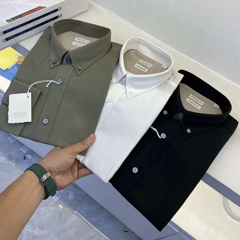 

2024 Pure Cotton Men's New Simple and Versatile Business and Leisure Comfortable High Quality Long sleeved BC Shirt S-XXL