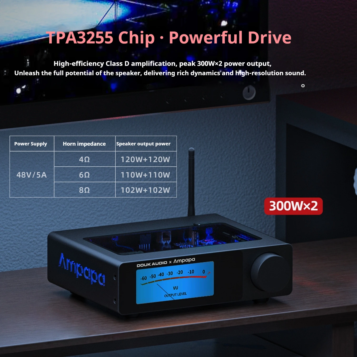 DOUK AUDIO D1 Ampapa Bluetoothアンプ デジタルスクリーン VUメーター