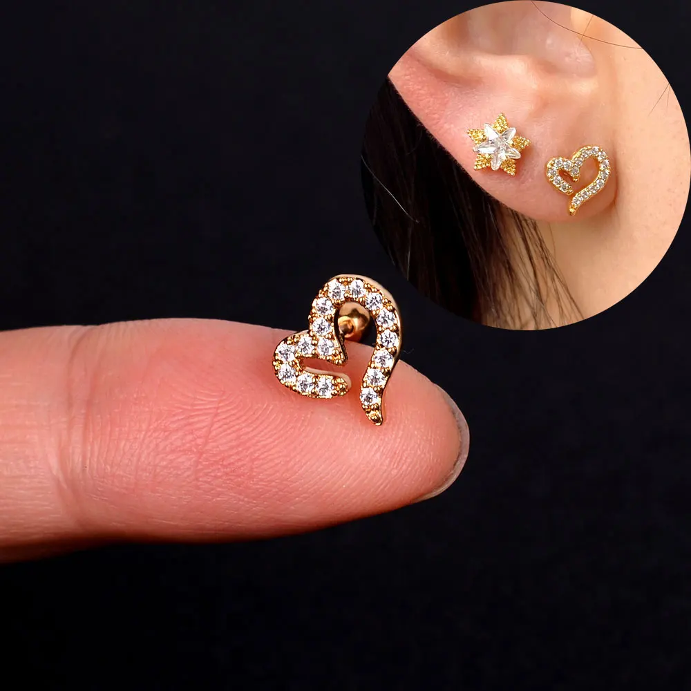 1 stück Edelstahl Ohr Piercing Bolzen Schlange Mond Runde Kugel Arc Knorpel Helix Conch Ball Schraube Zurück Ohrring Körper schmuck – Detail 36