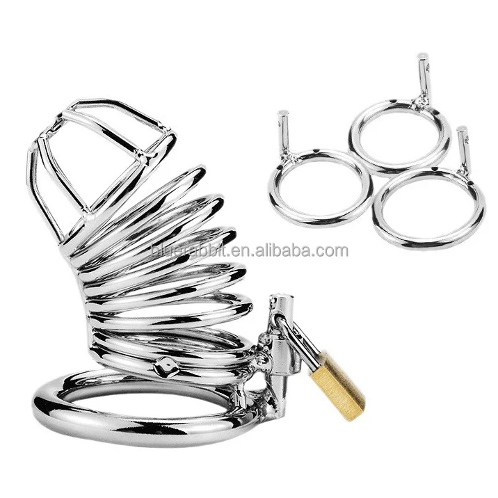 LJ Spiral Cock Cage Full Spectrum Smooth Stainless Steel Metal Lockable Chastity Cage for Men
