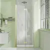 Frameless 32" W x 72" H Bifold Hinged Glass Shower Door Brushed Gold Left Installation Waterproof Seal Easy Entry and Exit 2