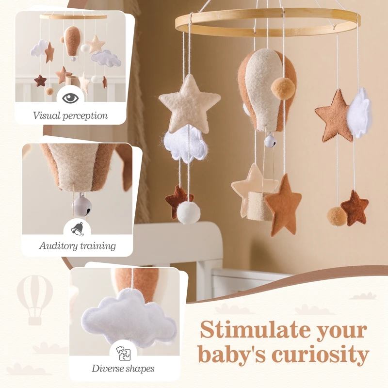 Baby Rattle Toys Baby Rattles Toys 0-12 Months Musical Newborn Hot Air Balloon Crib Bed Bell Mobile