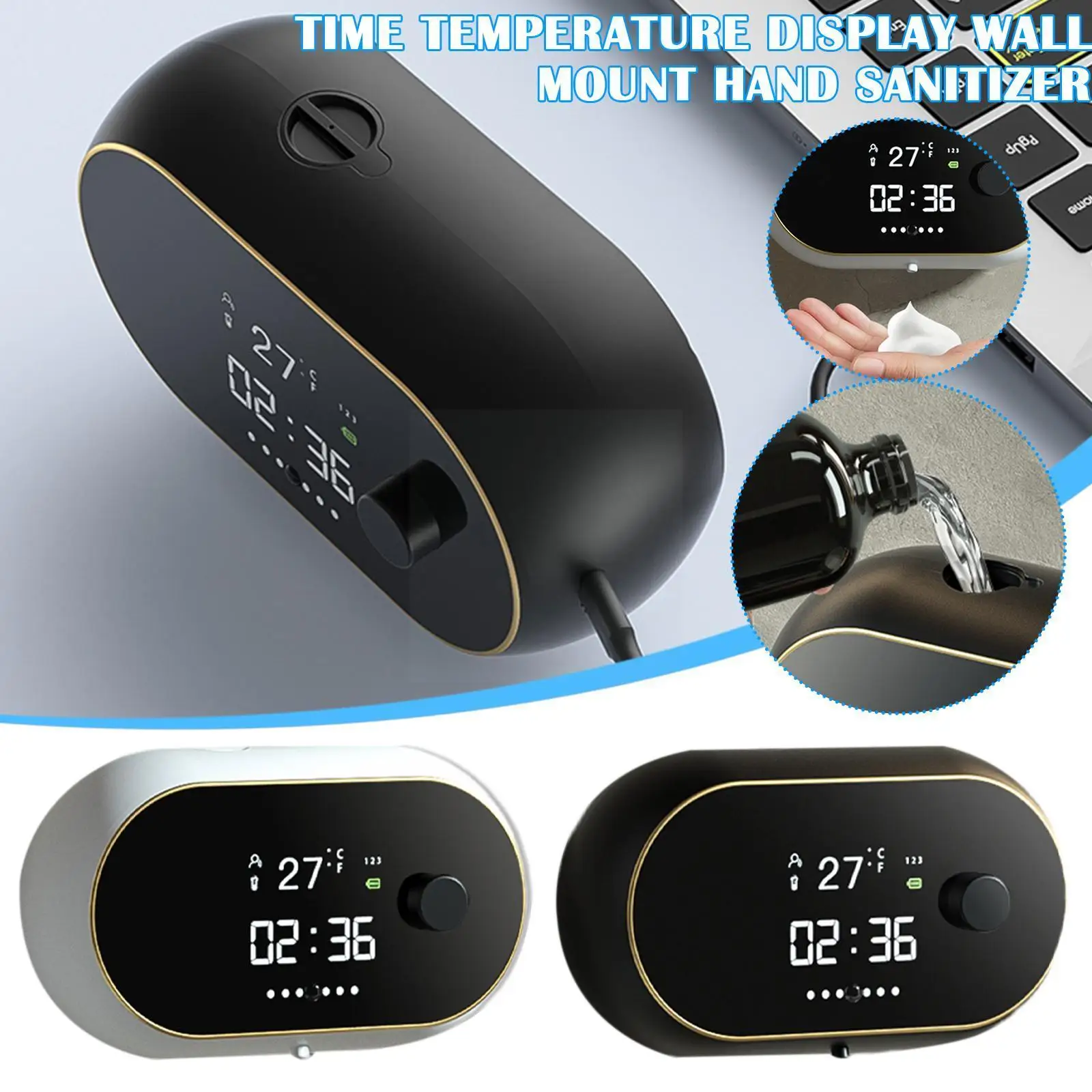 

Автоматический дозатор для пены, с бесконтактным датчиком, USB, дезинфицирующее устройство для времени, для настенного крепления, ручной экран, N0S6