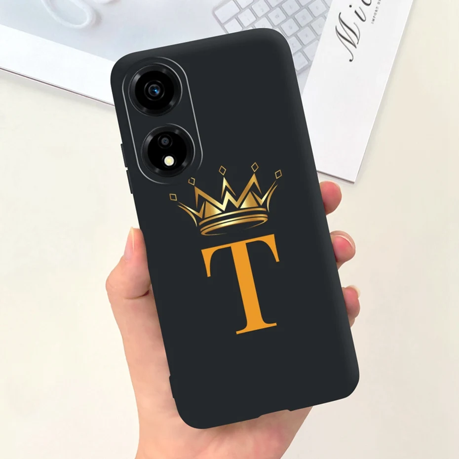 Fashion Crown Sakura Initial Letter Phone Bumper - Soft Silicon Back Cover