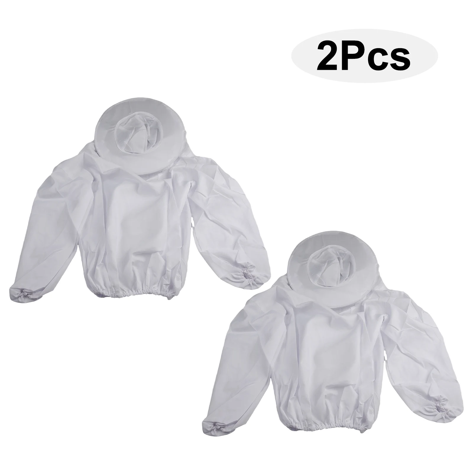 2pcs Beekeeping Jacket Bee Keeper Keeping Suit Pull Over Hat V Eil Smock Protect White Bee Suit Work Clothes 55 Cm Sleeve Length