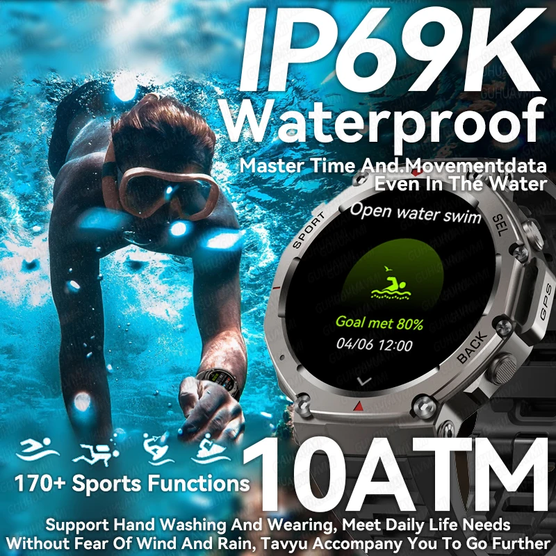 Military Smart Watch T-Rex 3 Bulit-in GPS Compass Altimeter Barometric 10 ATM IP69K Waterproof AMOLED Bluetooth Call Smartwatch 3