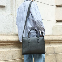 Genuine Leather Briefcase for Men Business Large Capacity Cowhide Handbag Computer Bag Crossbody Bag Work Bag for Men 15.6 Inch