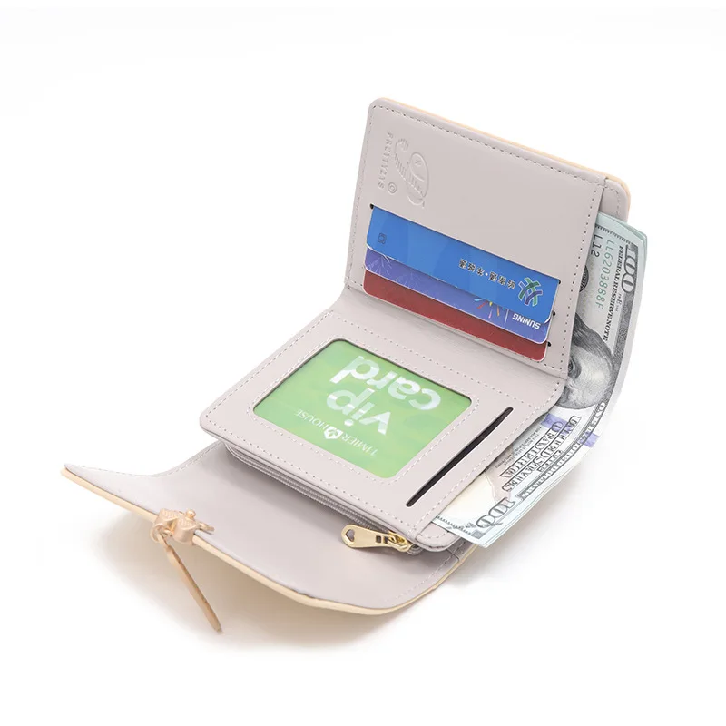 New Style Women's Wallet Small Fresh Simple Ins Floral Pendant Tri Fold Multi Card Slot Coin Purse