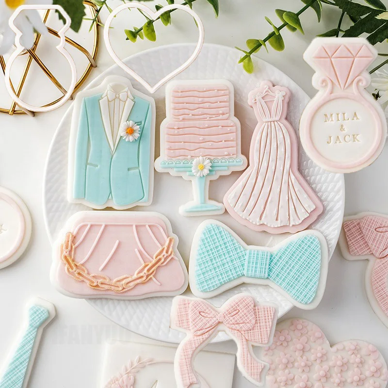 Western Style Wedding Sugar Cookies Mold Valentine's Day Engagement Dessert Table Decoration Cake Molds DIY Baking Cookie Tools