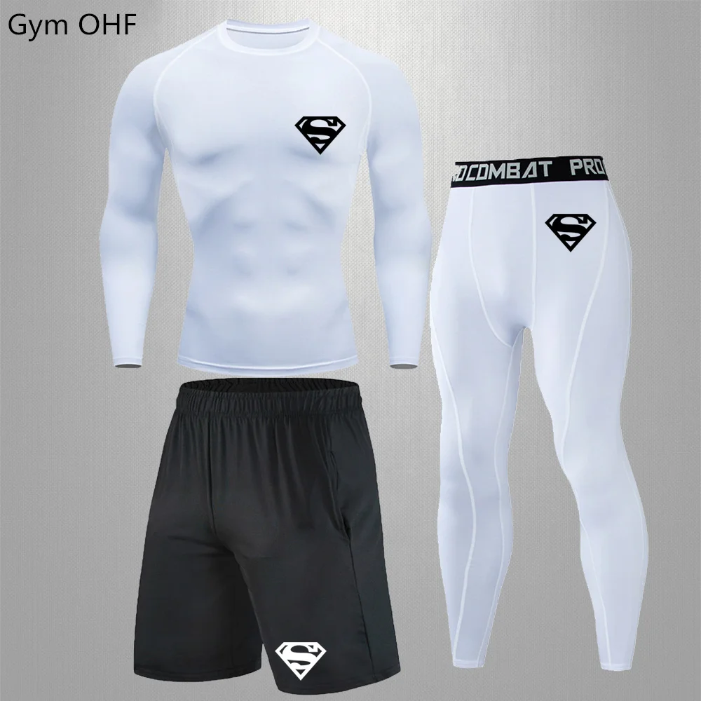 

Men's Running Sports Suit Short Sleeve Male Quick Drying Sportswear Compression Clothing Fitness Training Running Sports Sets