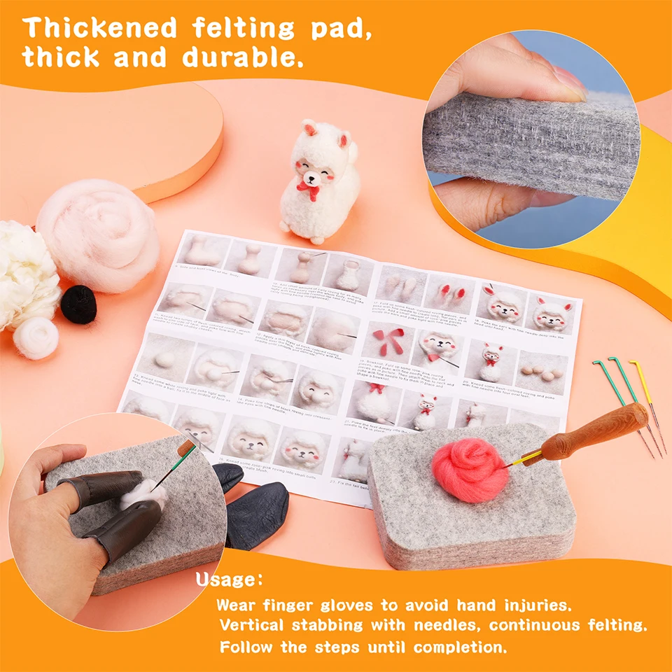 Needle felting kit wool felting kit needle felting painting kit BUDDUR Animal Wool Felting Kit With Felting Needles And Instructions Storage Box For DIY Handmade Craft Accessories Tools