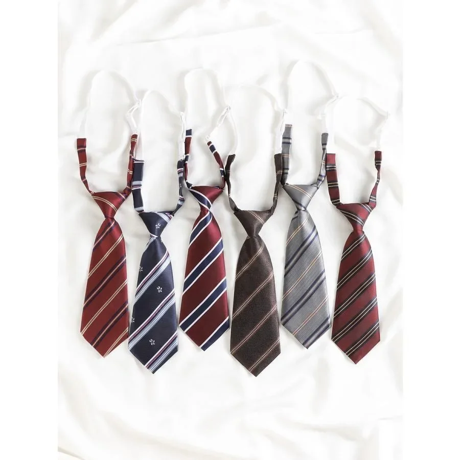 6 Pairs Children's Tie Boys and Girls Short Instagram Stripes Free Kindergarten Performance British Style