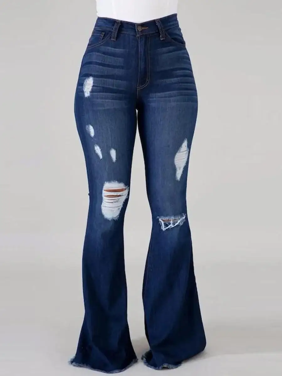 LW Plus Size High Stretchy Ripped Flared Jeans AliExpress