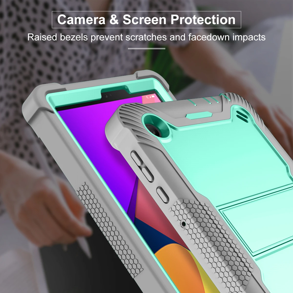 Durable Hybrid Armor Stand Case for Tablets - Shockproof, Kid-Friendly Silicone Protection