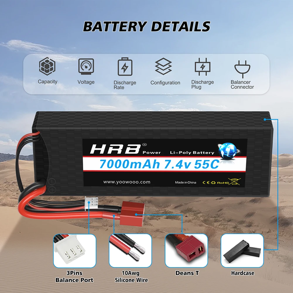 HRB 2S2P 7.4V 7000mah, BATTERY DETAILS Capacity Voltage Discharge Configuration Discharge