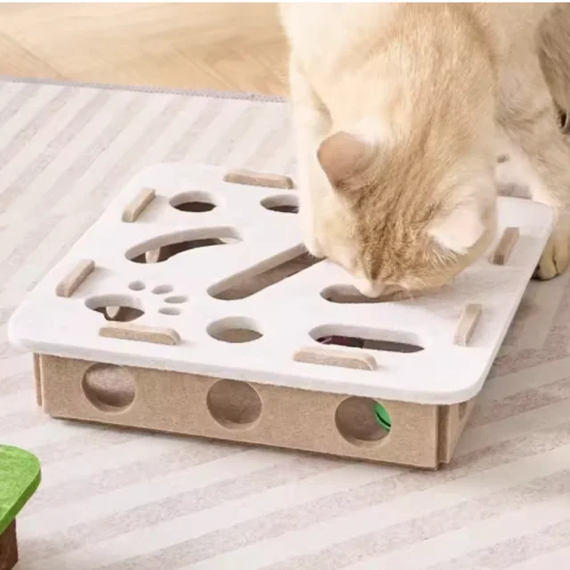 Interactive Cat Toy Maze Game Teasing Kitten Pet Puzzle with Bell Balls Funny Dig Hole Box Felt Tunnel Self-Entertaining Tool 5
