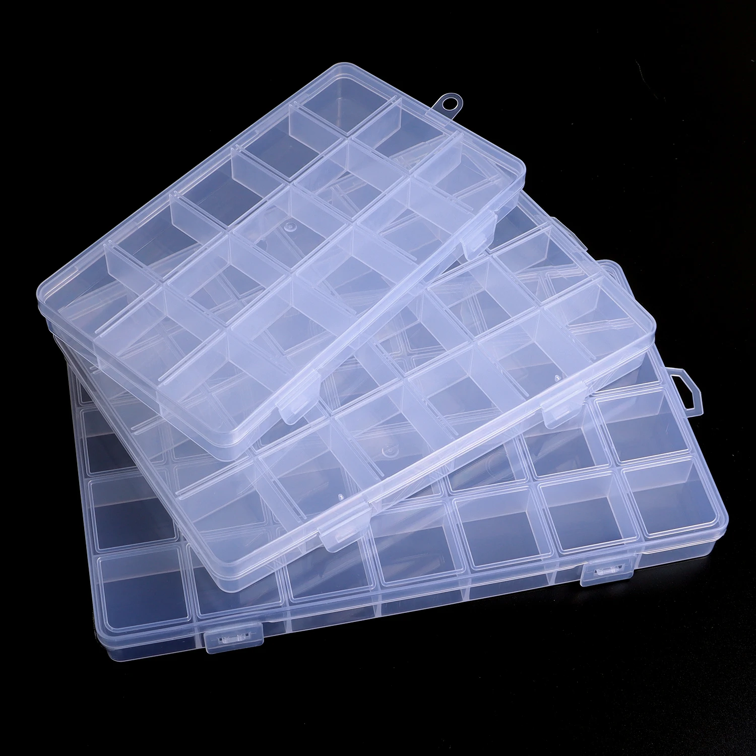 Transparent Plastic Organizer Box for Jewelry and Craft Storage