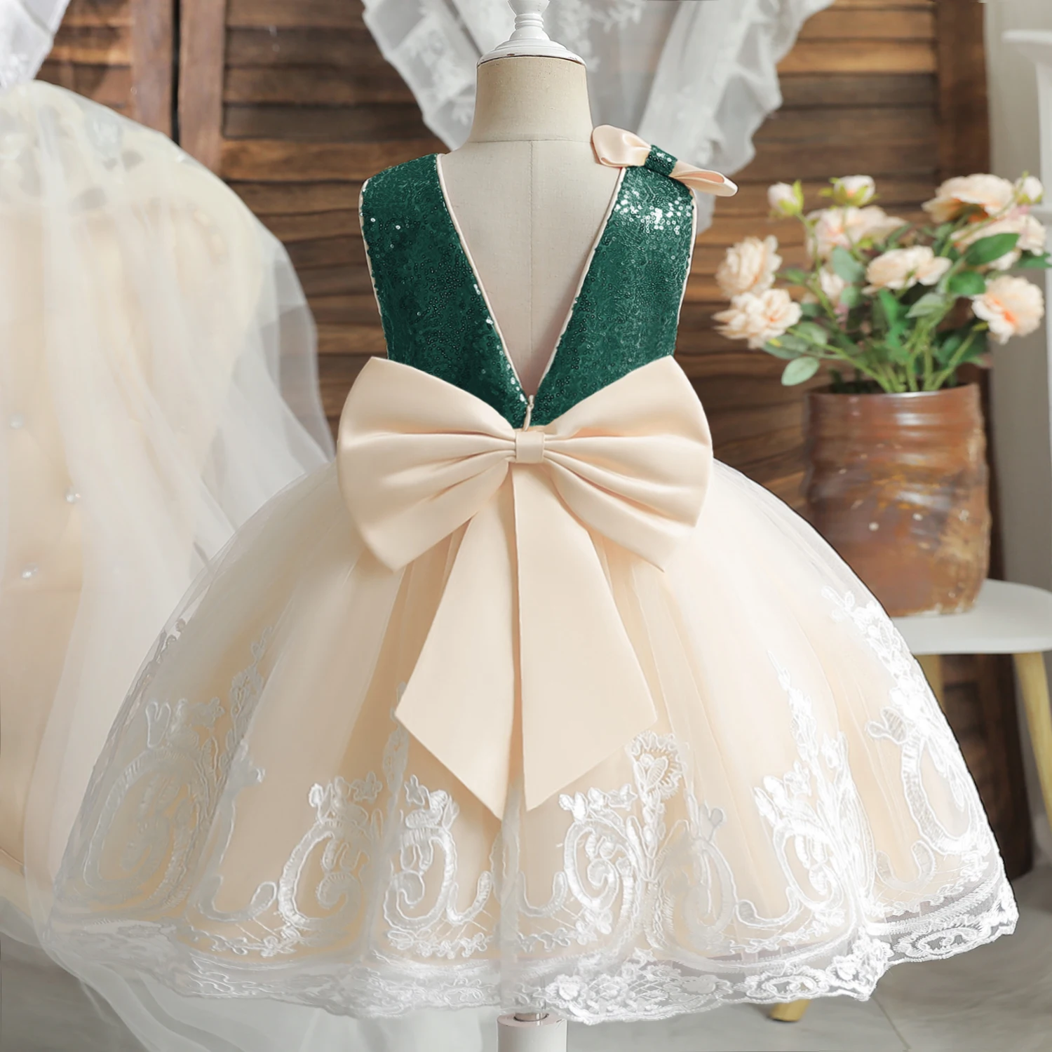 Toddler Sequin Christmas Dress Green Birthday Dress Girls 24m Girl