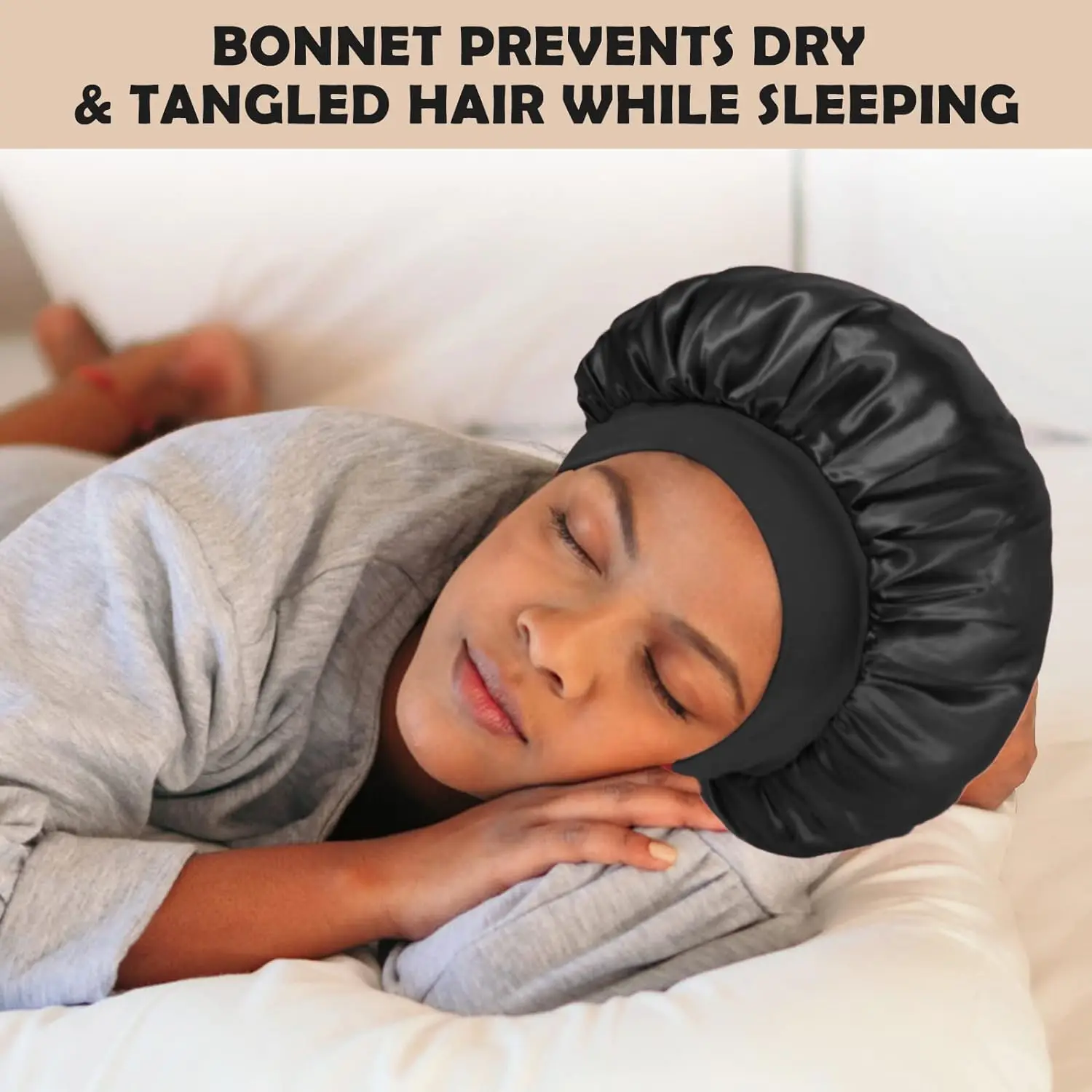2Pcs Silk Bonnet for Sleeping Satin Hair Bonnets Soft Elastic Band Silk Sleep Cap Silk Hair Wrap for Curly Hair Satin Cap 2
