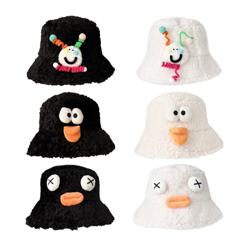 

Woman Plush Bucket Hat Ladies Outdoor Fisherman Hat for Travel Skiing Cycling Dropship