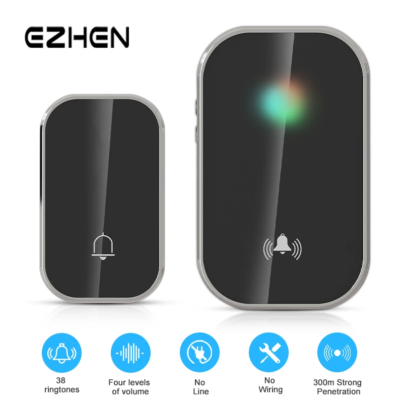 Wireless Doorbell US EU Plug 1000ft/300M Remote Cordless Chime Kit 36 Chimes 4 Adjustable Volume For Home Office