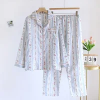 2026 Japanese New Women's Pajama Set 100% Cotton Gauze Long Sleeve Long Pants Two Piece Set Fresh and Sweet Thin Home Clothing - Image 3