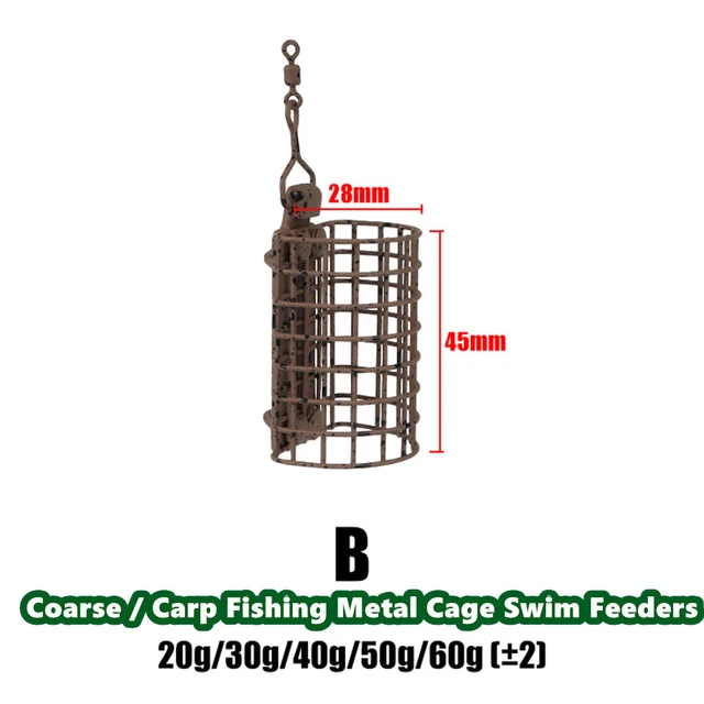 Hot Sale Fishing Tackle Feeder Cage Round Square For Carp/Coarse Match  Barbel Metal Feeders 20/